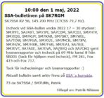 SK7SSA – bulletinen på SK7RGM den 1 maj 2022.