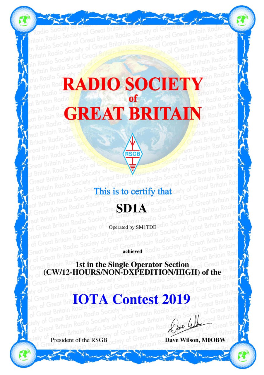 RSGB Islands On The Aircontest 2425 juli Sektion HF