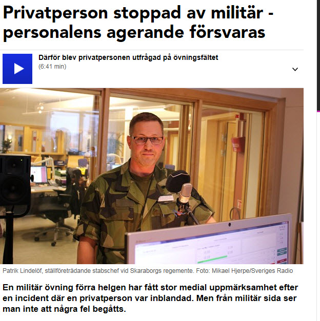 Radio Skaraborg ändrade på söndagen rubriken från att påstå att militären gjorde rätt till att militärens agerande försvaras.