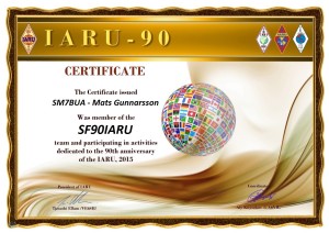 SM7BUA 90IARU award