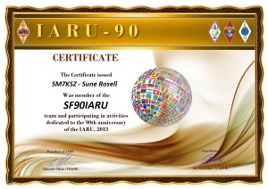 SM7KSZ 90IARU award
