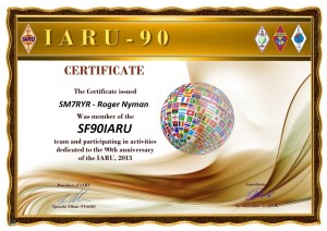 SM7RYR 90IARU award