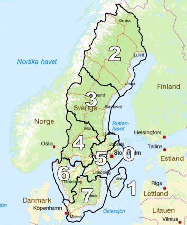The Swedish call areas The Swedish call areas