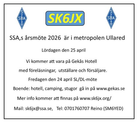 Årsmöte SSA – 2026 i Ullared.