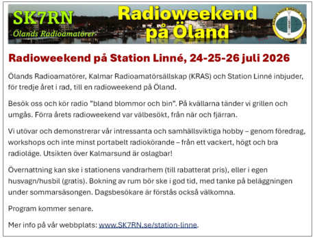 Radioweekend på Station Linné i 2026.